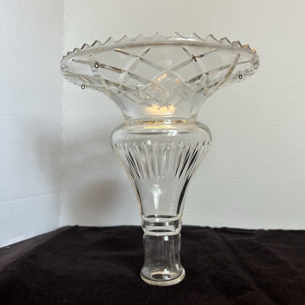 Vintage Cut Crystal Chandelier Center Pan Bobeche Prism Holder Replacement